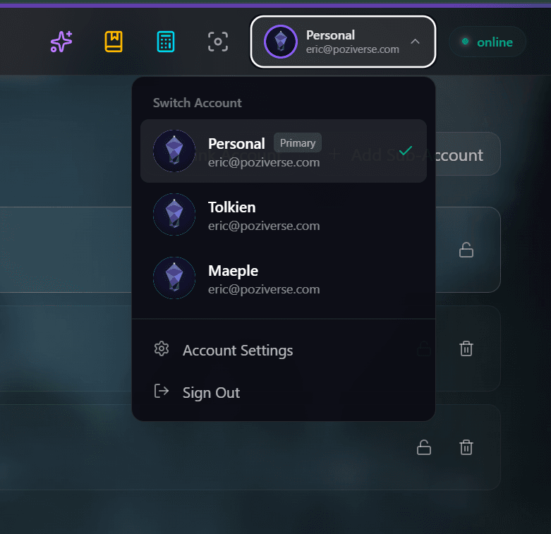 Walkthrough preview for Multi-Account Capture
