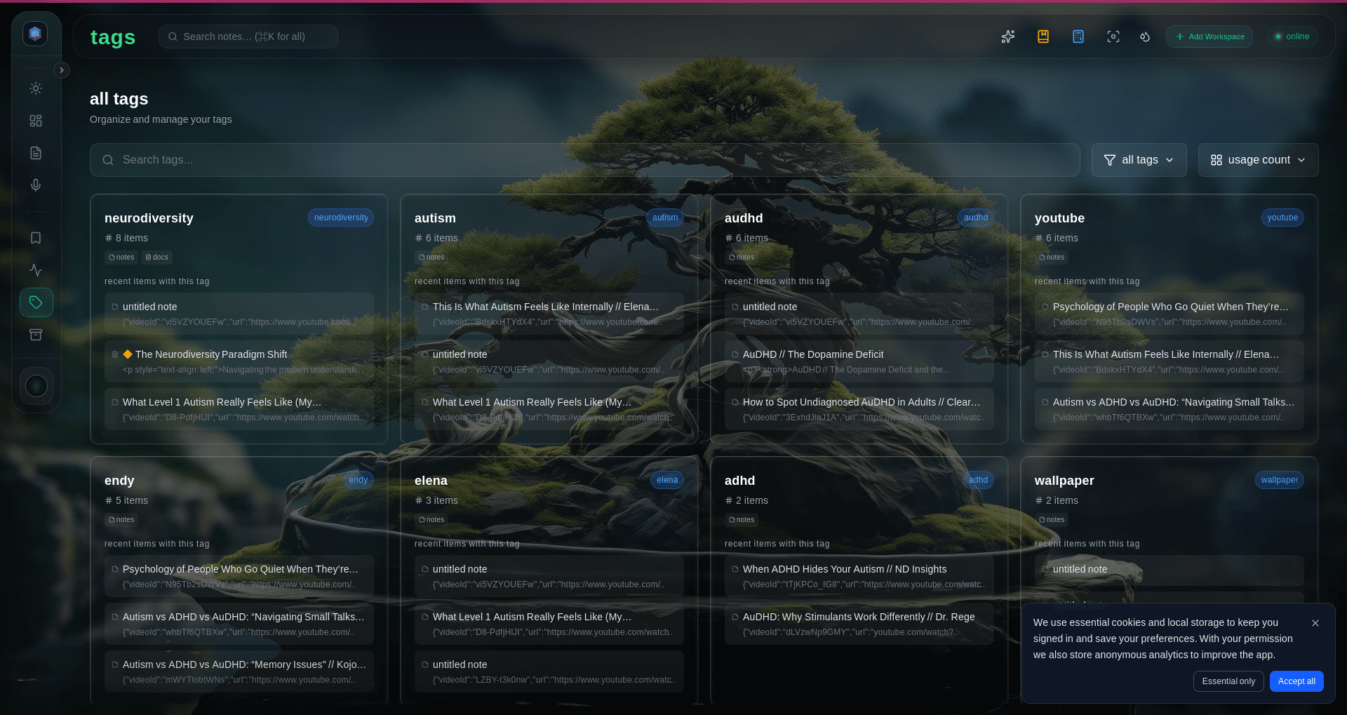 Walkthrough preview for Organizing with Tags